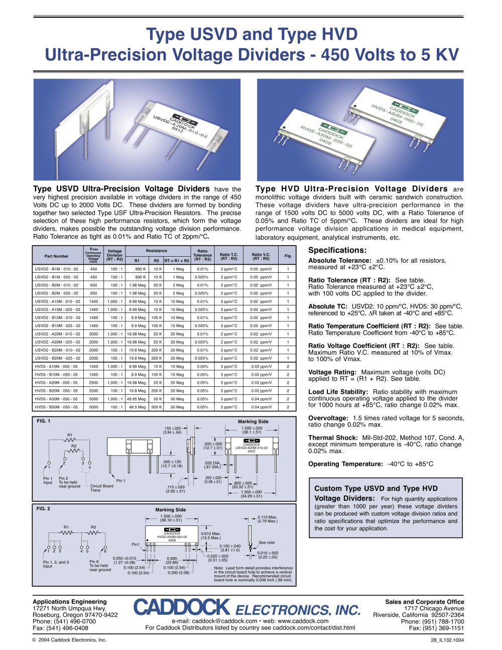 General catalogue - Caddock Electronics