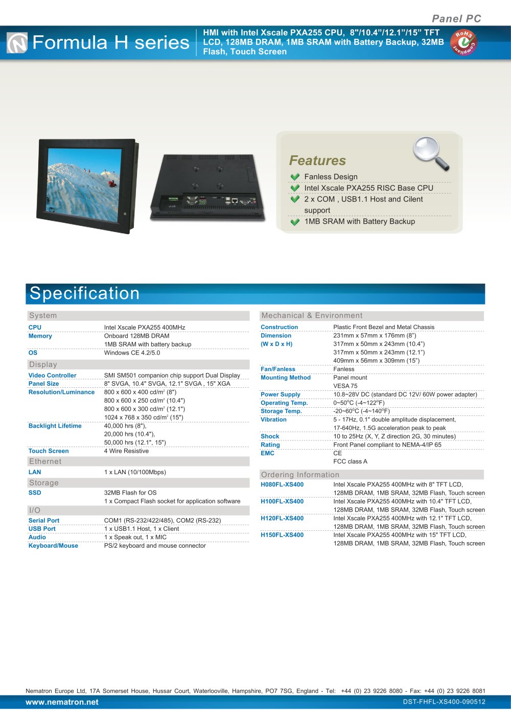 Industrial Panel PC FANLESS-CE - Nematron Europe