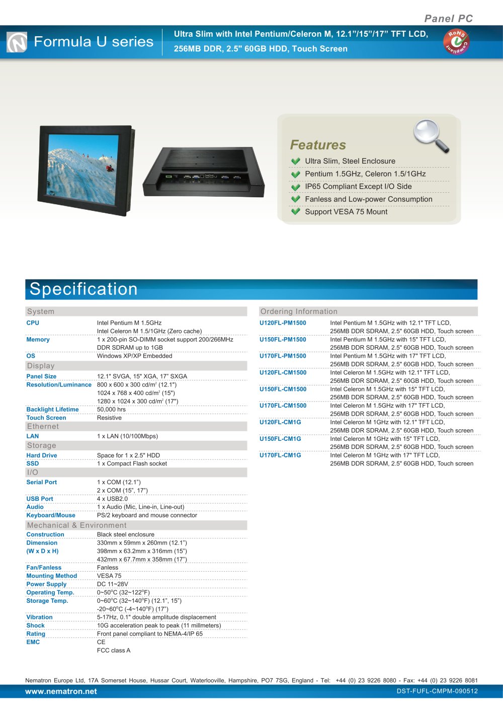 Industrial Panel PC Ultra-Slim-Waterproof - Nematron Europe
