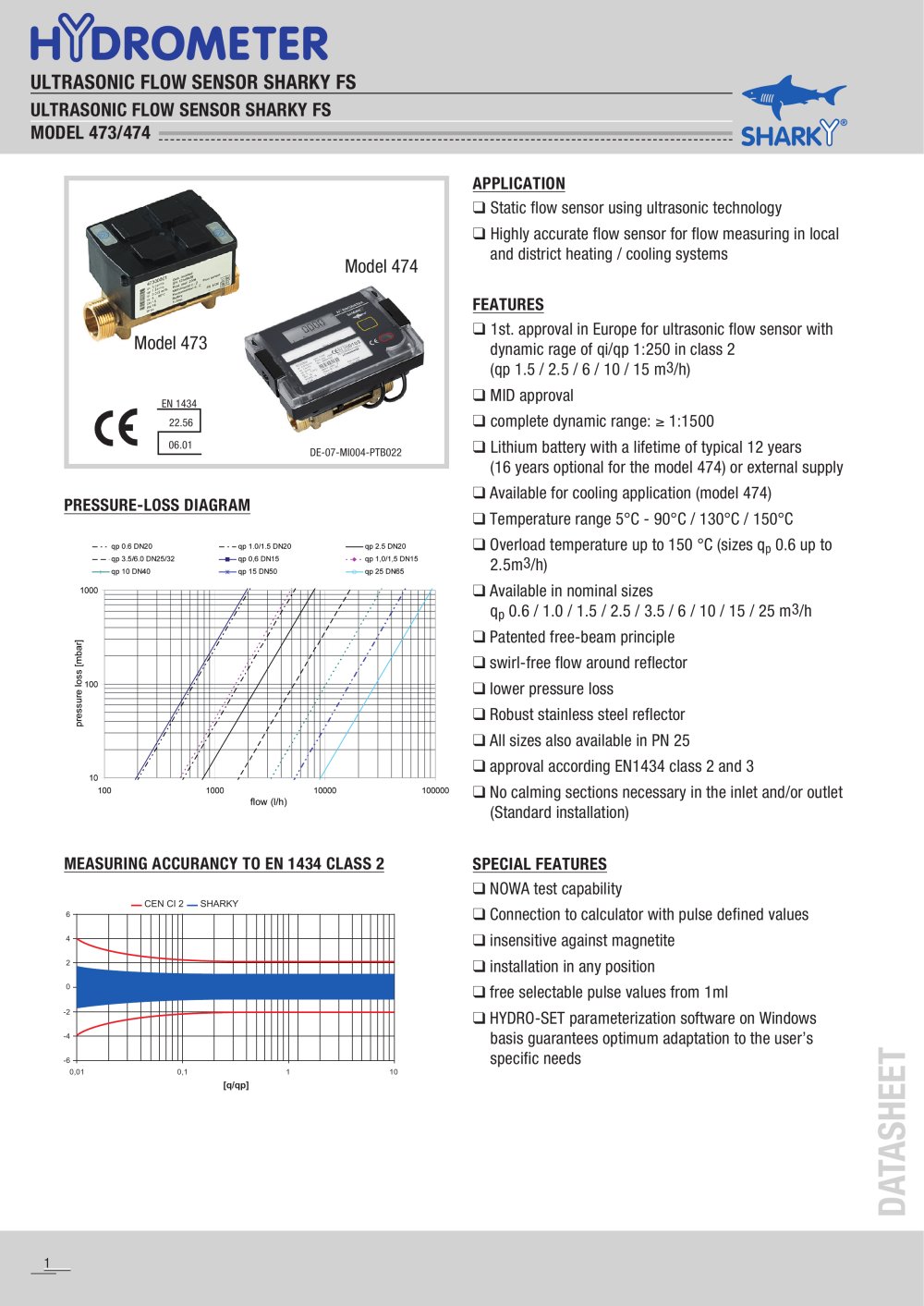ultrasonic volume measuring components SHARKY / model 473/474 - HYDROMETER