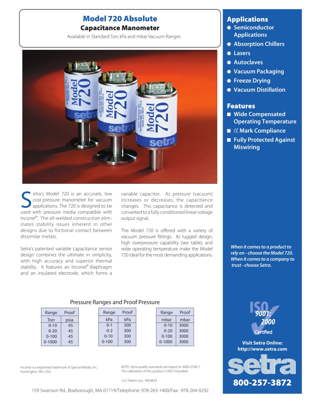 Capacitance Manometer - SETRA