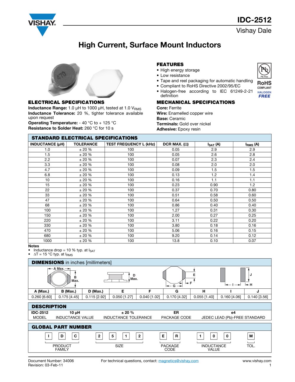 Inductors - Power Inductors - VISHAY