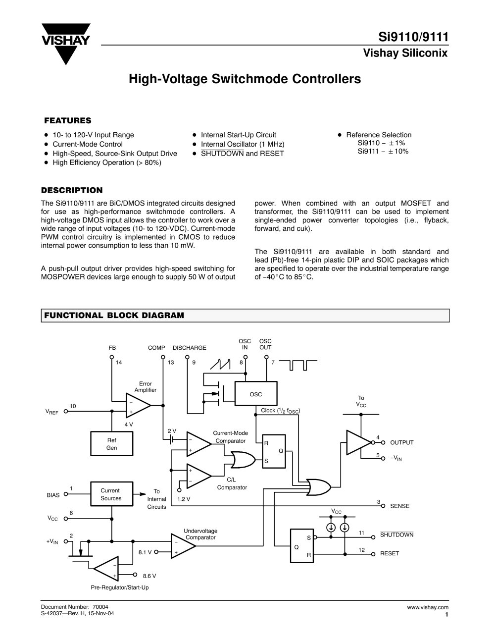 Power ICs - DC-DC Isolated Power Supplies - PWM Controllers - VISHAY