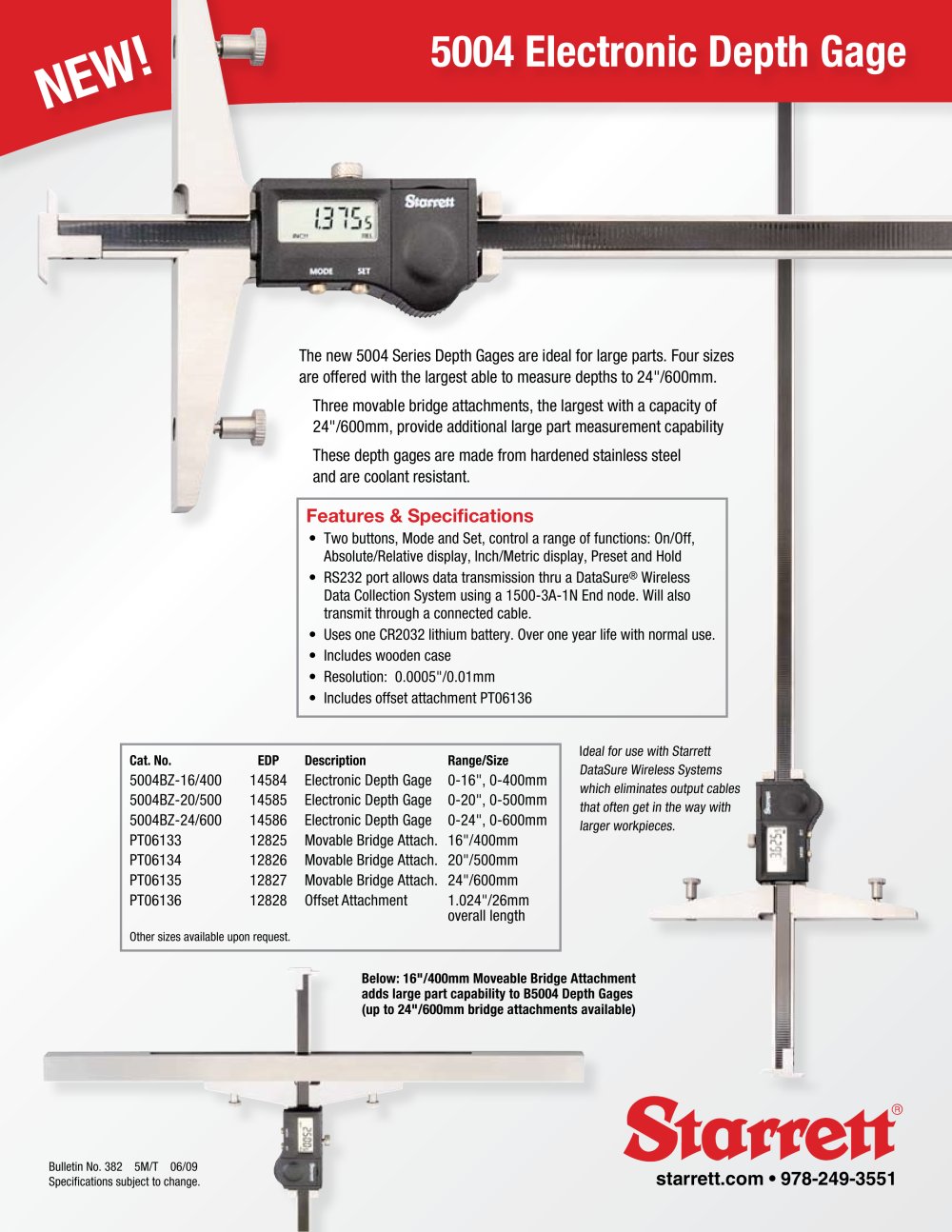 5004 Electronic Depth Gage - STARRETT