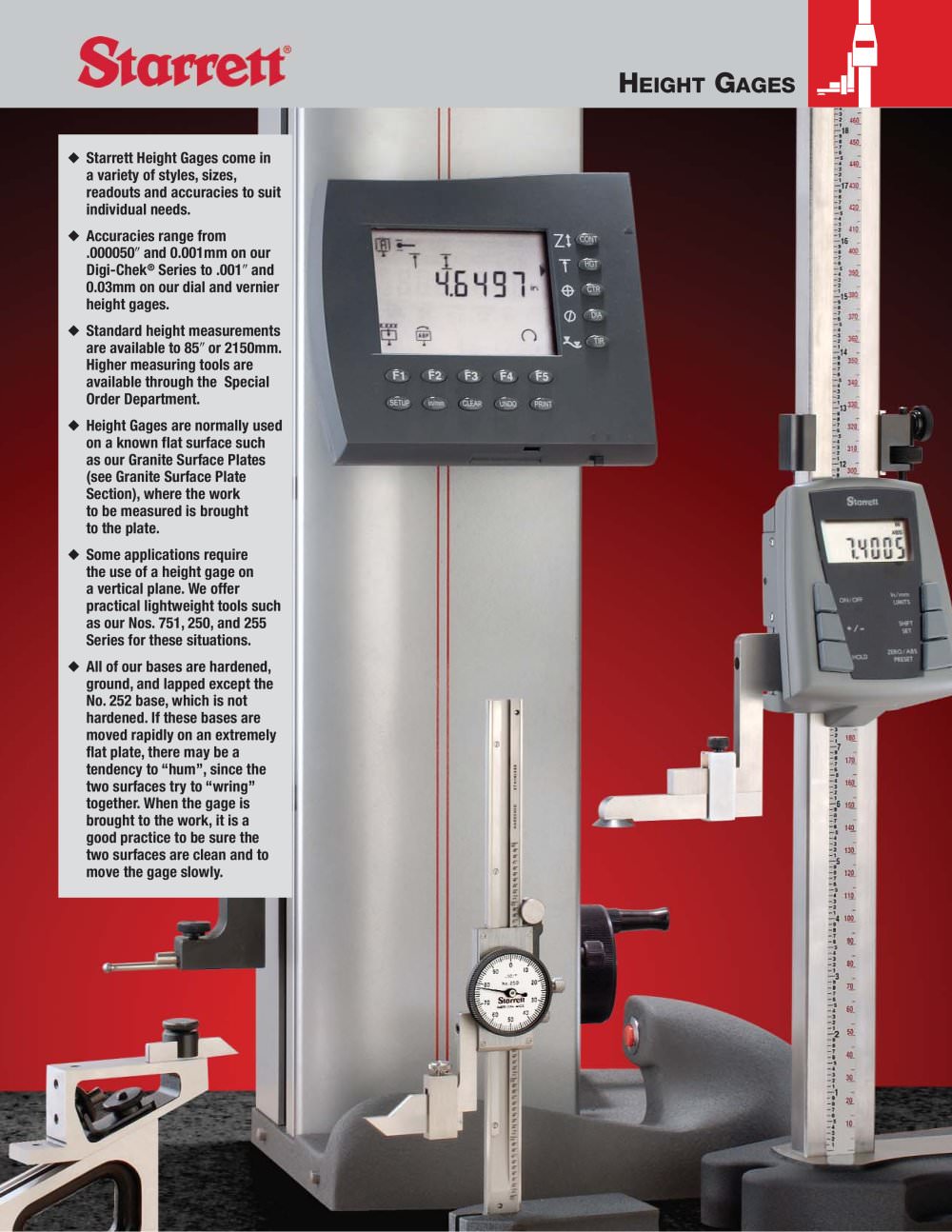 HEIGHT GAGES Altissimo&reg; Electronic Height Gages - STARRETT
