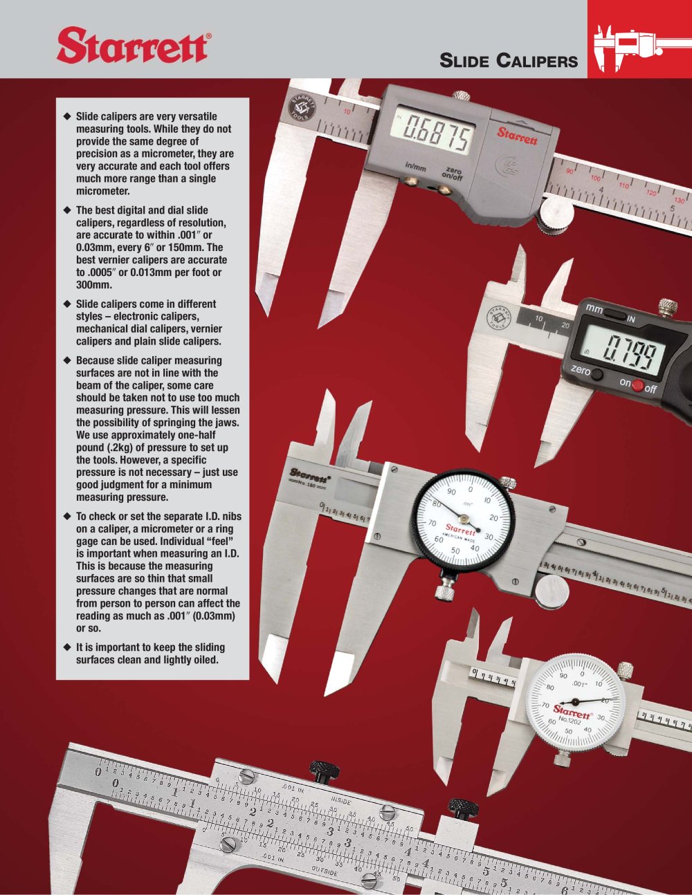 SLIDE CALIPERS - STARRETT