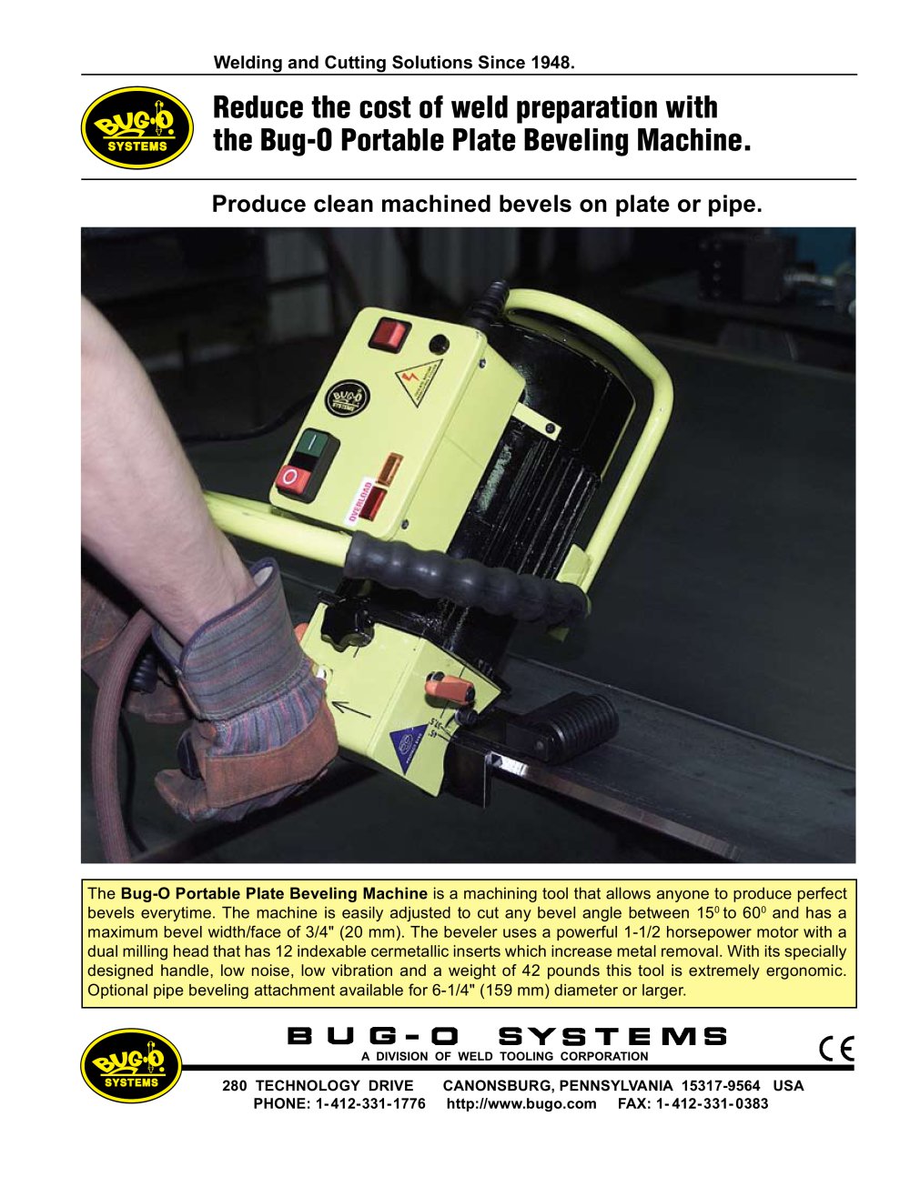 Portable Plate Beveler - BUG-O Systems