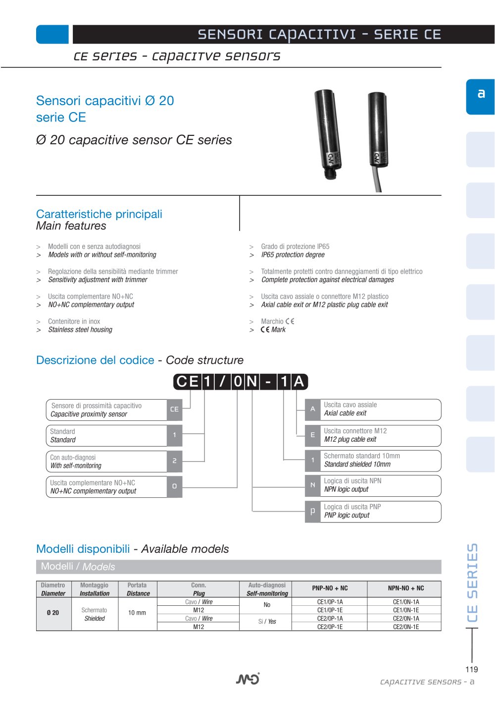 &Oslash;20 mm capacitive sensors - Micro Detectors