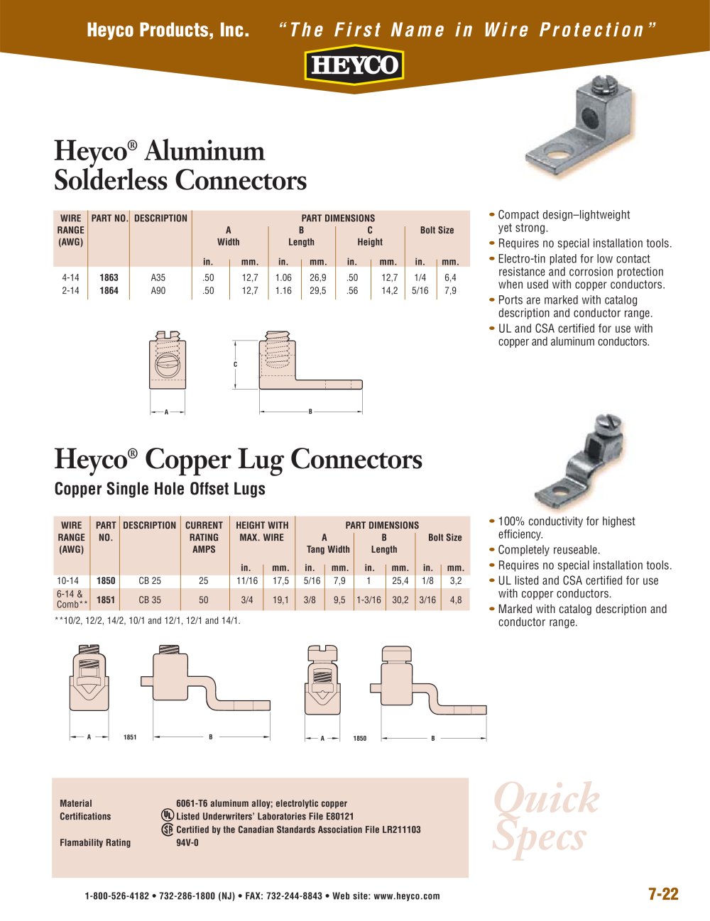 Heyco&reg; Aluminum Solderless Connectors - Heyco