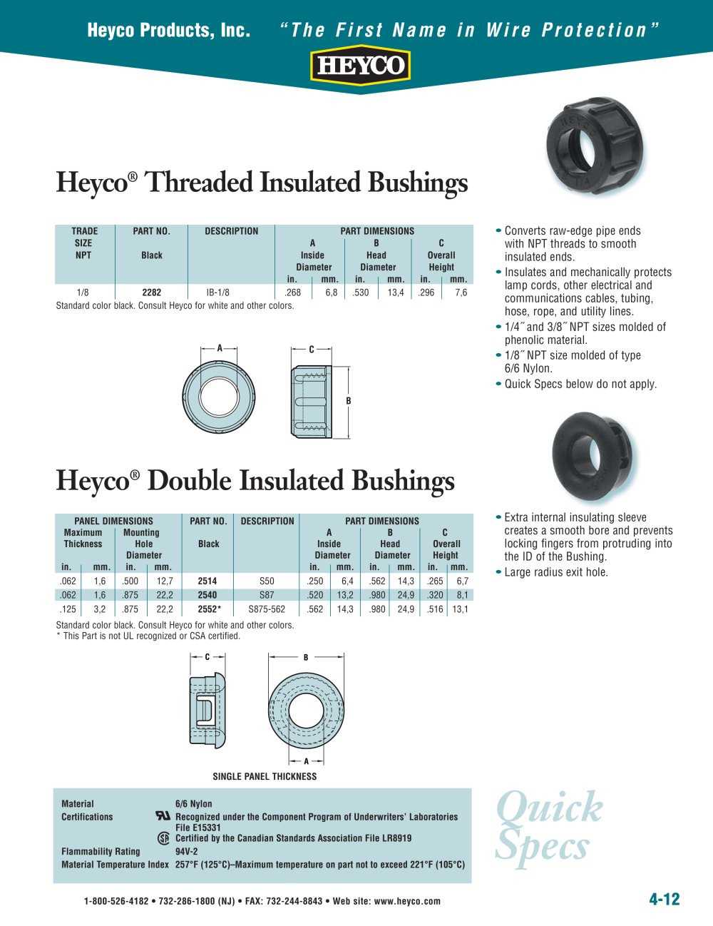 Heyco&reg; Double Insulated Bushings - Heyco