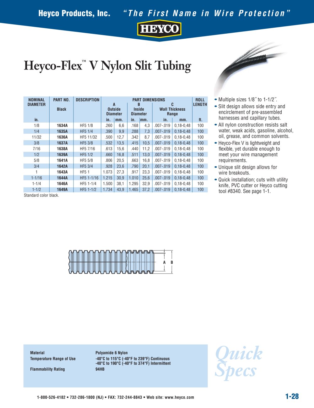 Heyco-Flex� V Nylon Slit Tubing - Heyco
