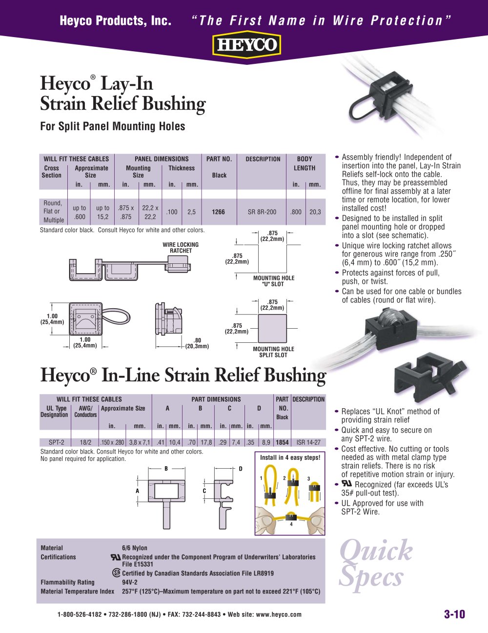Heyco&reg; Lay-In Strain Relief Bushing - Heyco