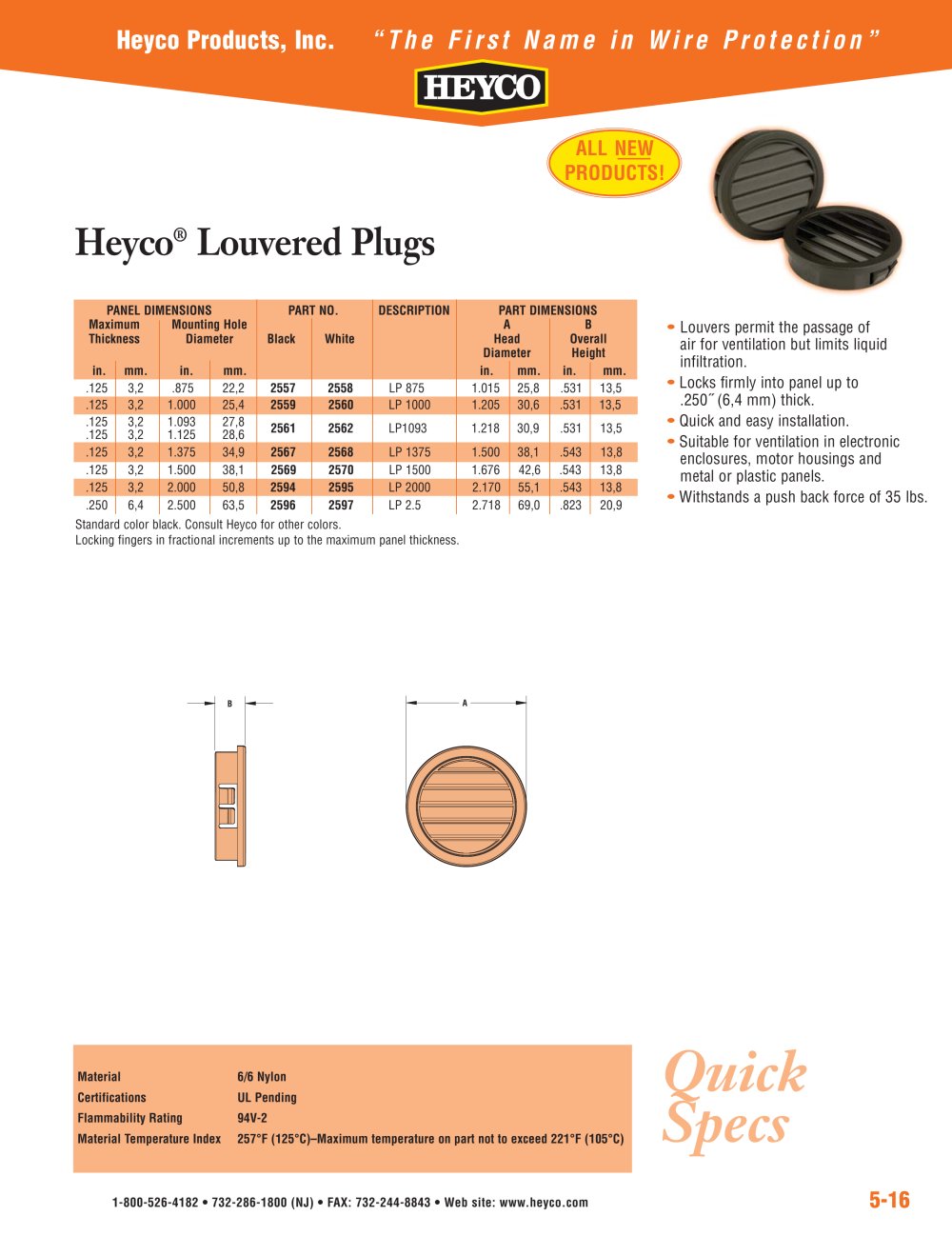 Heyco&reg; Louvered Plugs - Heyco