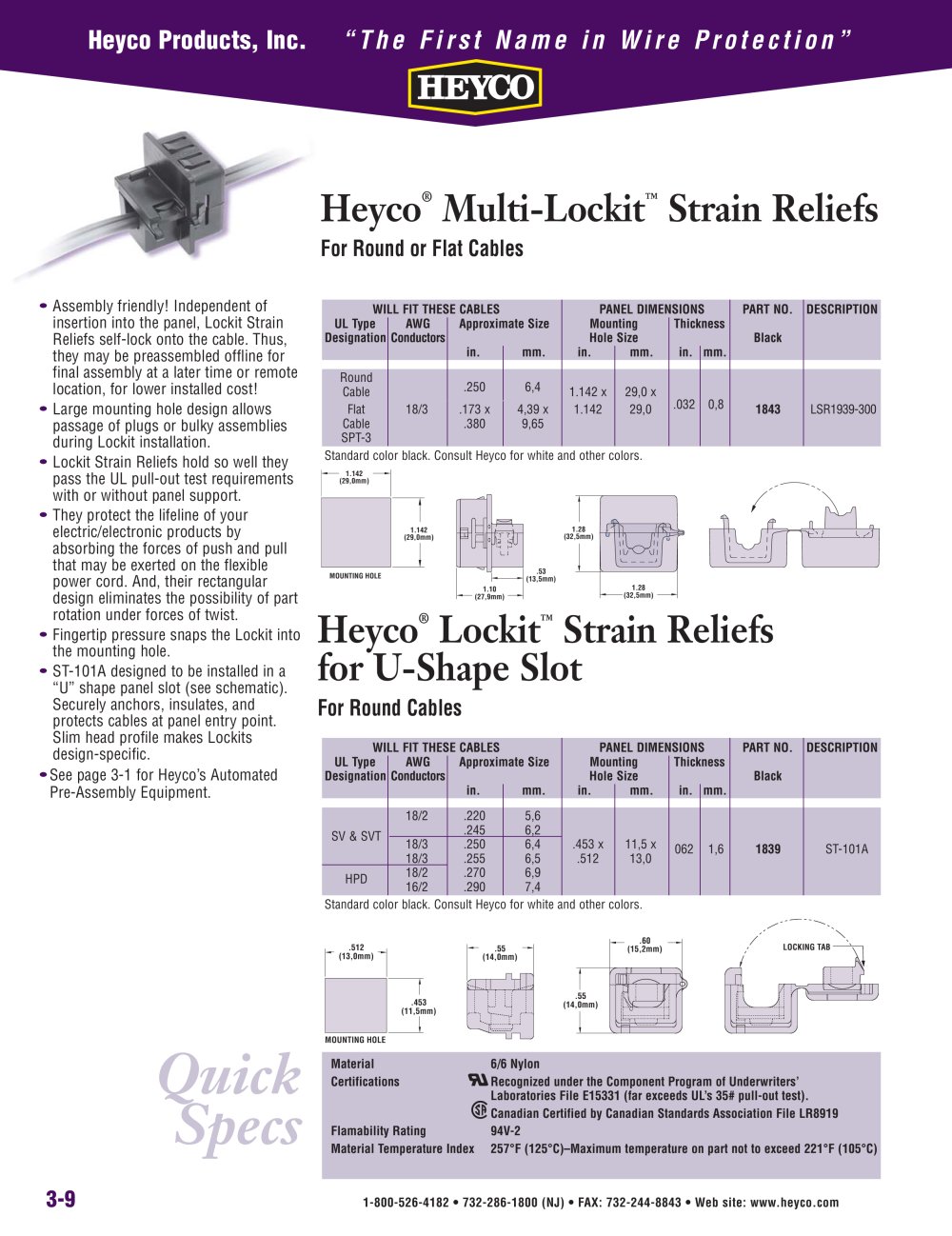 Heyco&reg; Multi-Lockit� Strain Reliefs For Round or Flat Cables - Heyco