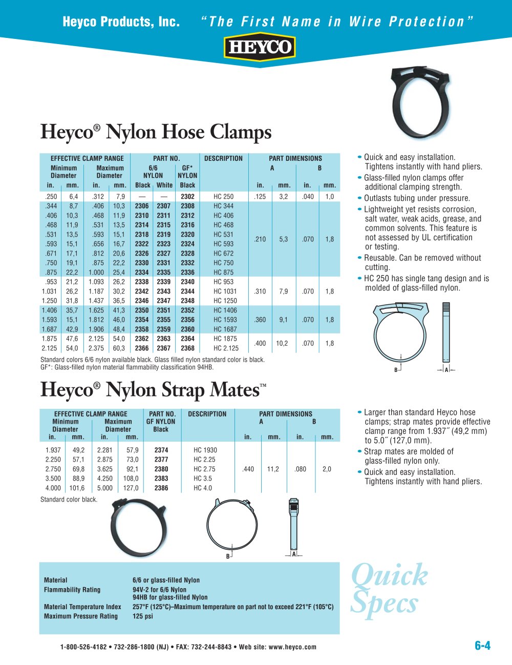 Heyco&reg; Nylon Hose Clamps - Heyco