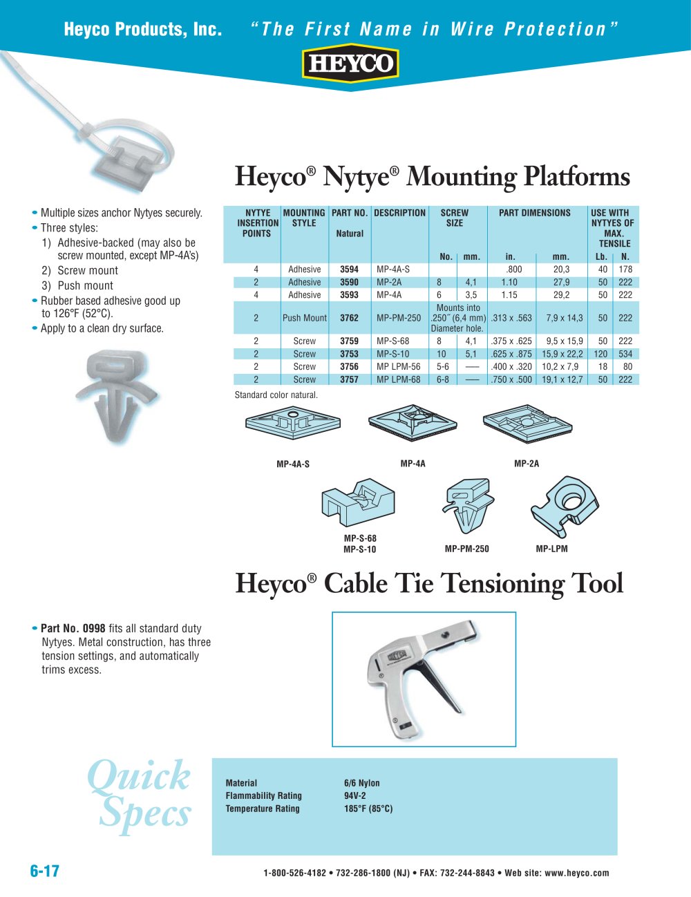 Heyco&reg; Nytye&reg; Mounting Platforms - Heyco