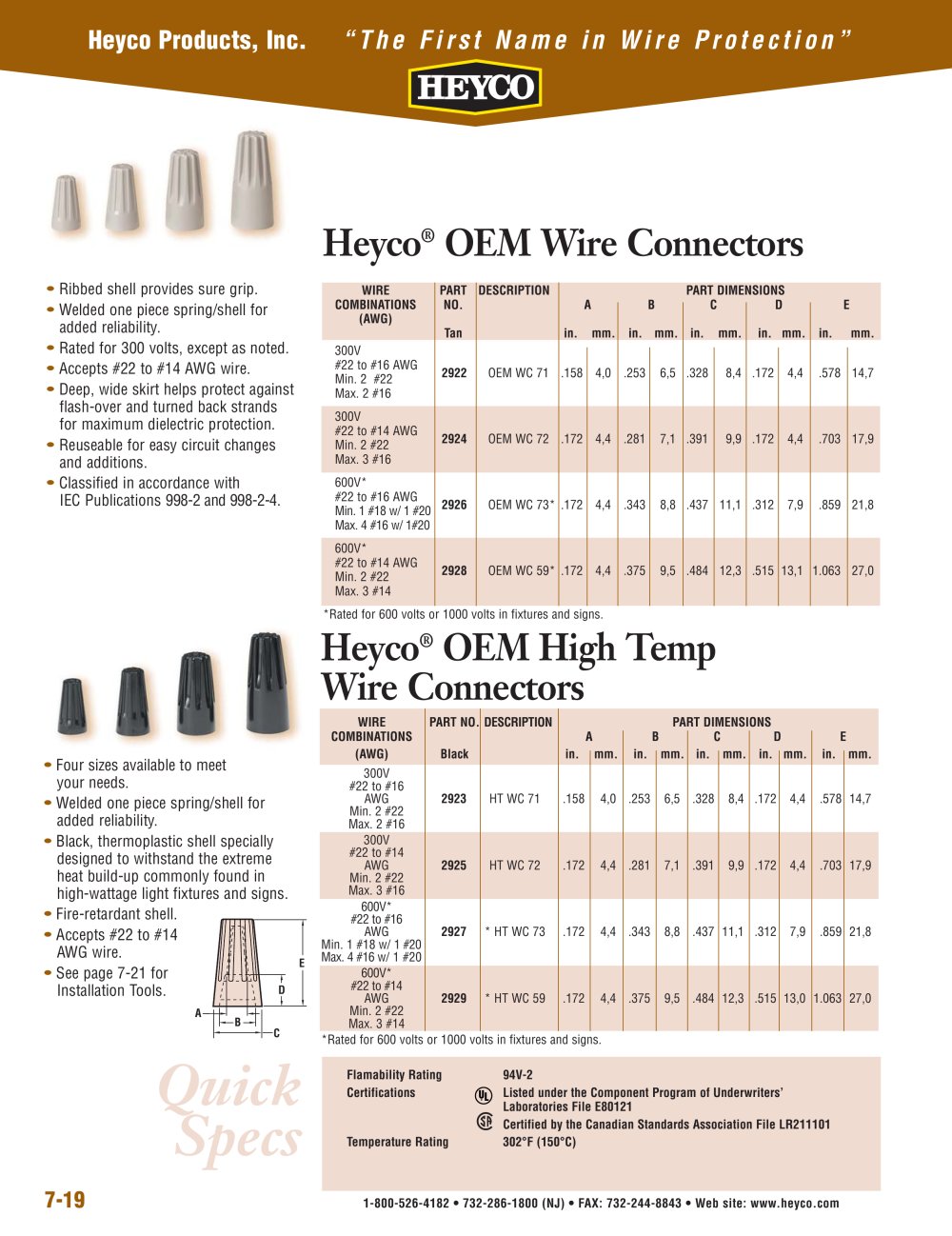 Heyco&reg; OEM Wire Connectors - Heyco