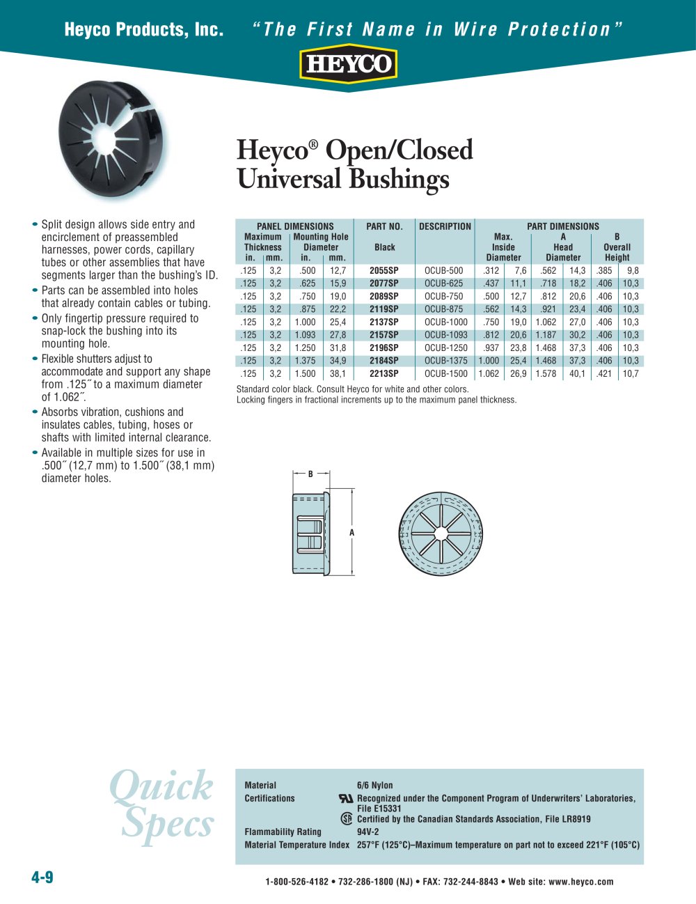 Heyco&reg; Open/Closed Universal Bushings - Heyco