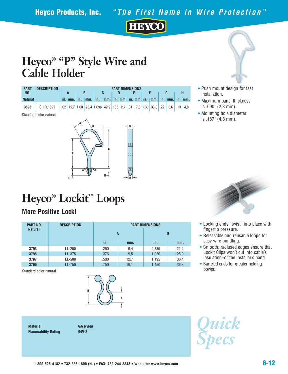 Heyco&reg; �P� Style Wire and Cable Holde - Heyco