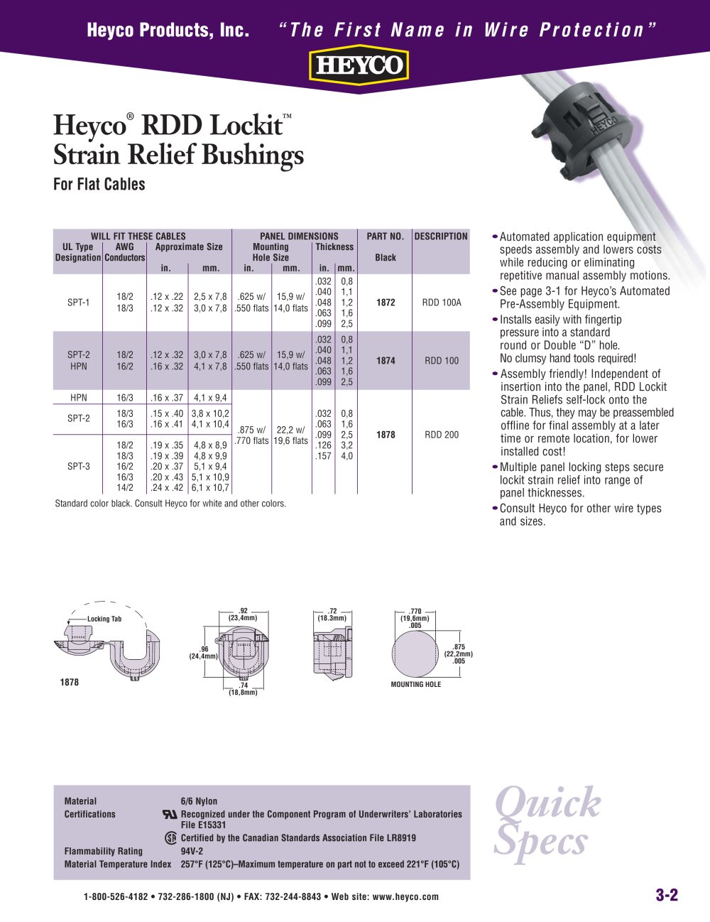Heyco&reg; RDD Lockit� Strain Relief Bushings - Heyco