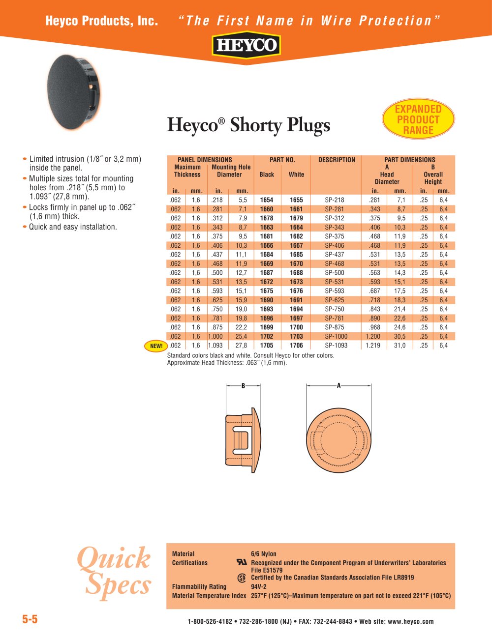 Heyco&reg; Shorty Plugs - Heyco