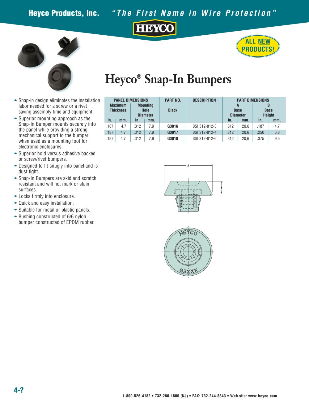 Heyco&reg; Snap-In Bumpers - Heyco