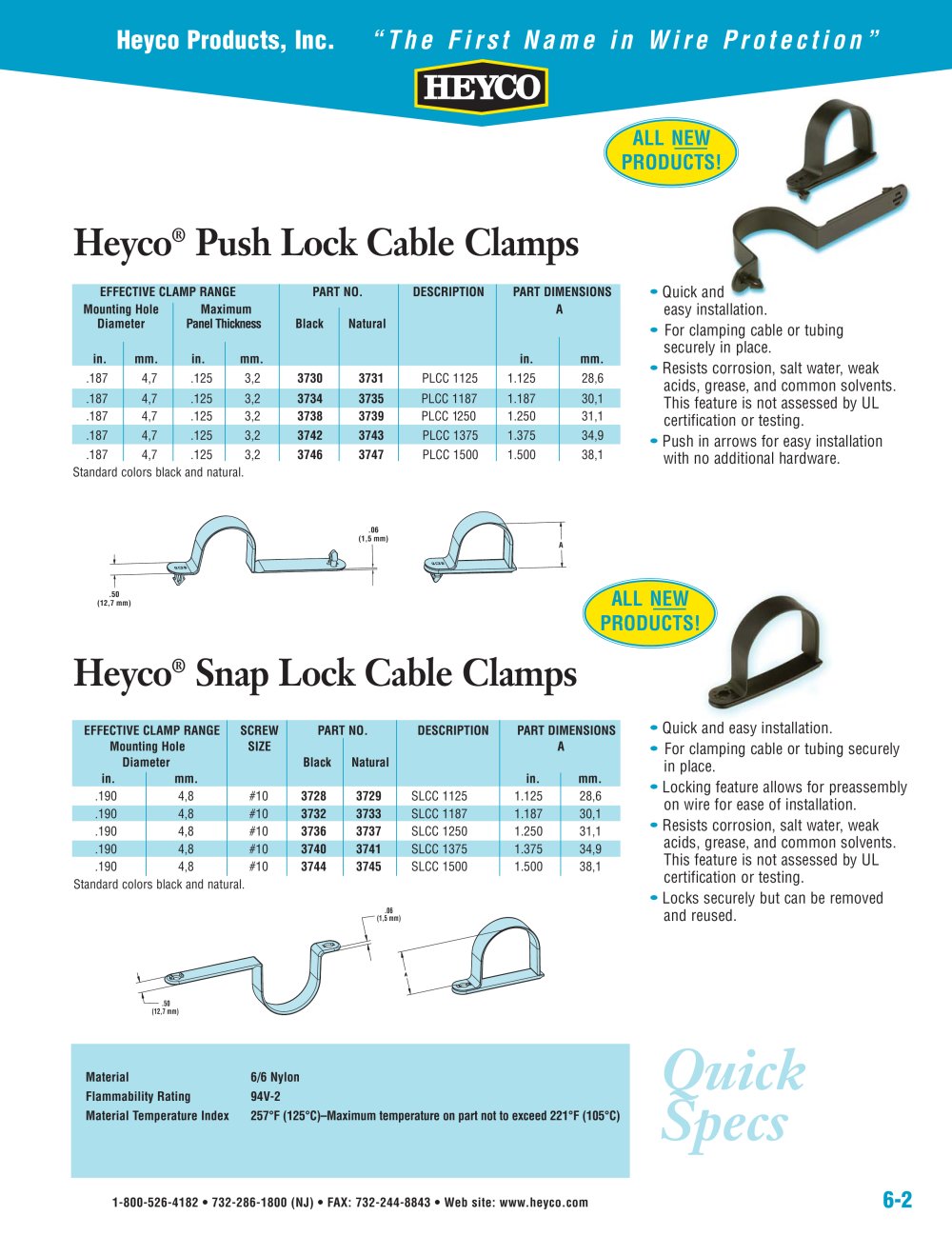Heyco&reg; Snap Lock Cable Clamps - Heyco