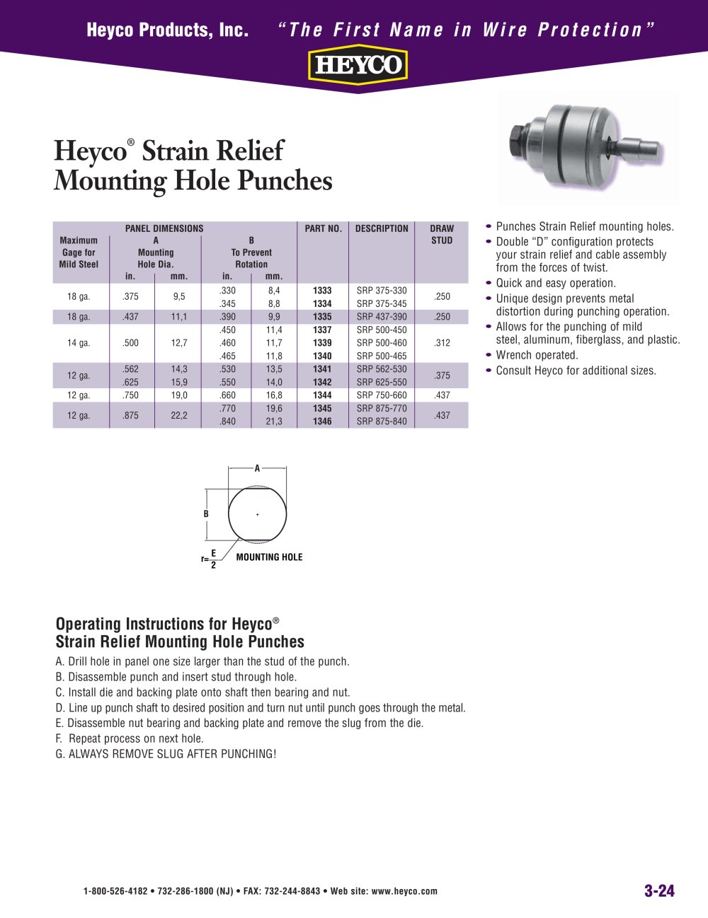 Heyco&reg; Strain Relief Mounting Hole Punches - Heyco