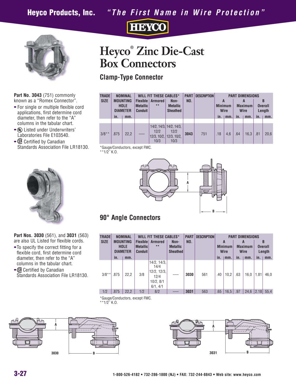 Heyco&reg; Zinc Die-Cast Box Connectors Clamp-Type Connector - Heyco