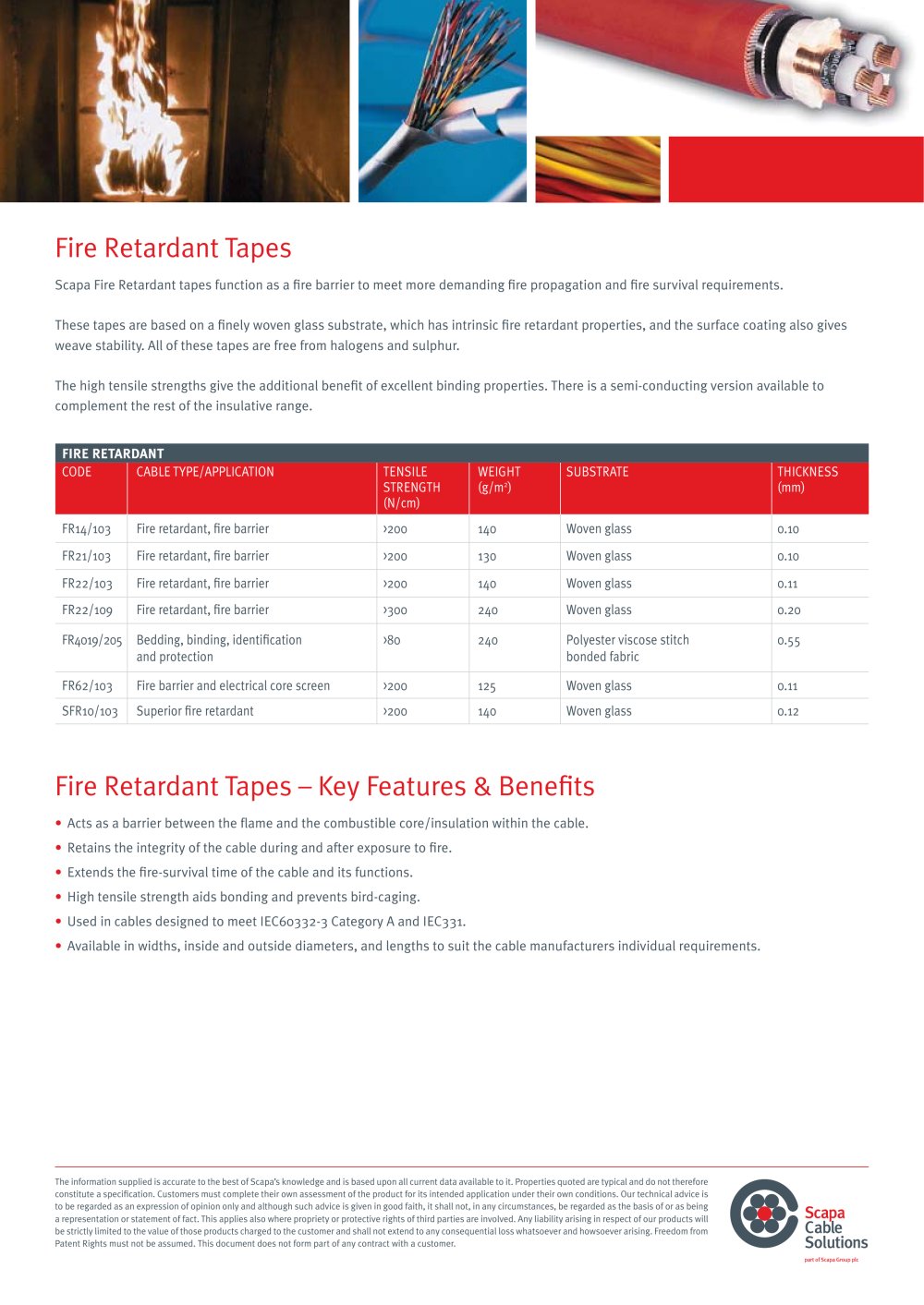 Fire Retardant  and Semi-Conductive Tapes - Scapa