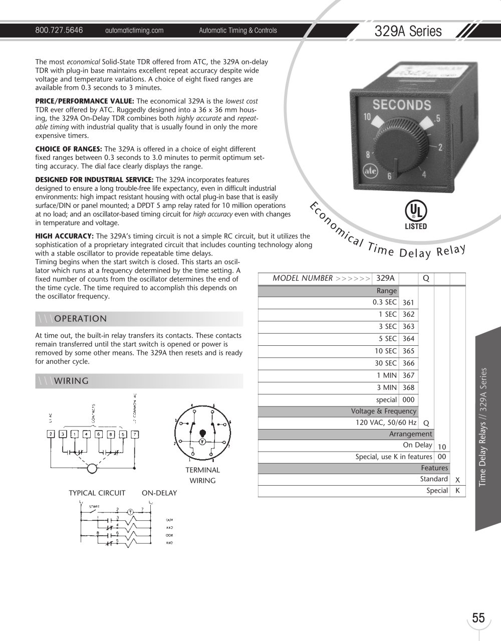 Marsh Bellofram Automatic Timing & Controls Division 329A Series Economical Time Delay Relay - Marsh Bellofram