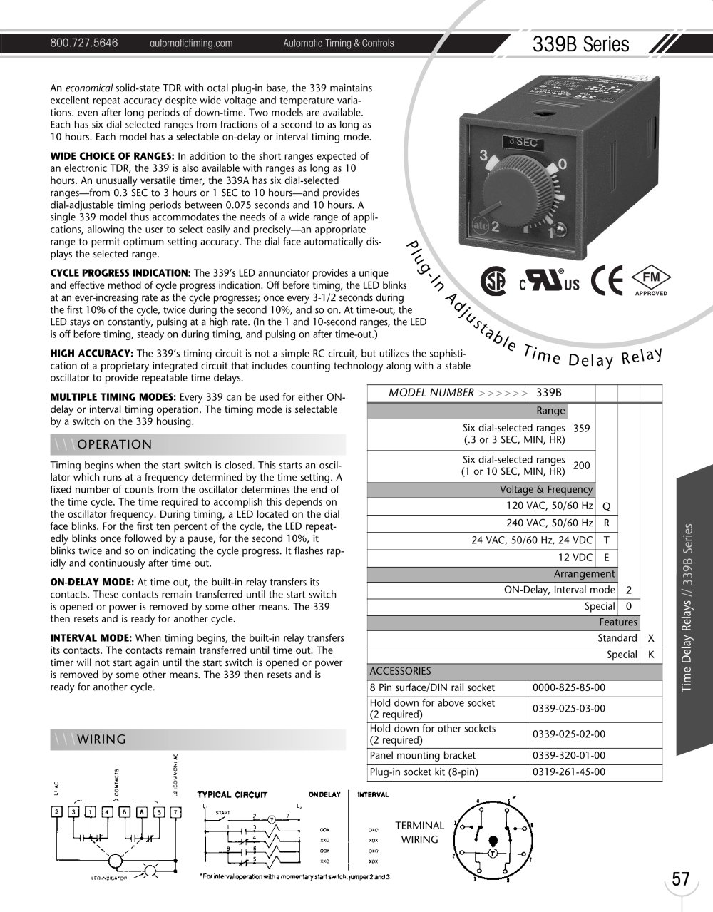 Marsh Bellofram Automatic Timing & Controls Division 339B Series Plug-in Adjustable Time Delay Relay - Marsh Bellofram
