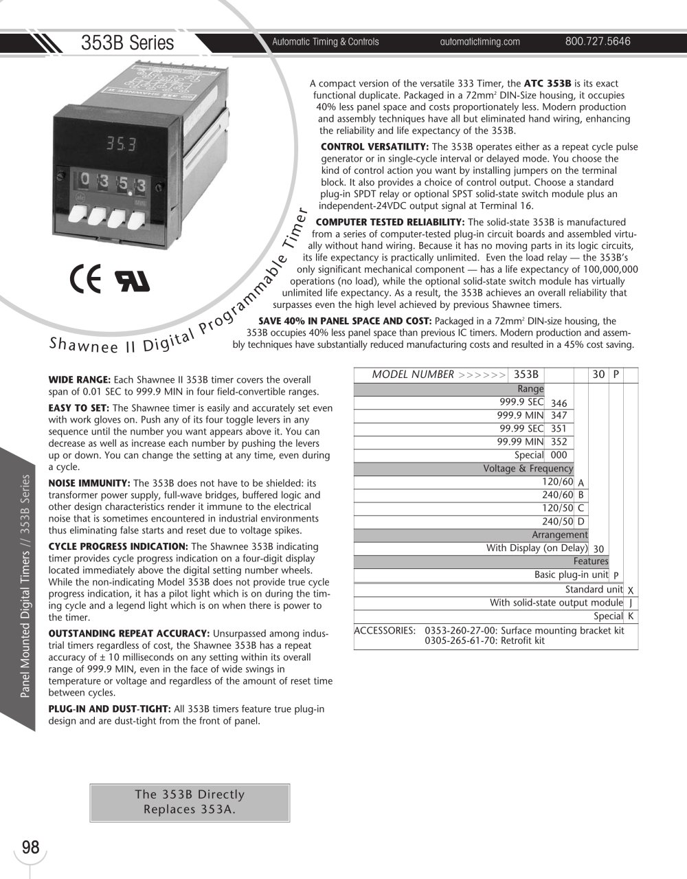 Marsh Bellofram Automatic Timing & Controls Division 353B Series Shawnee II Digital Programmable Timer - Marsh Bellofram