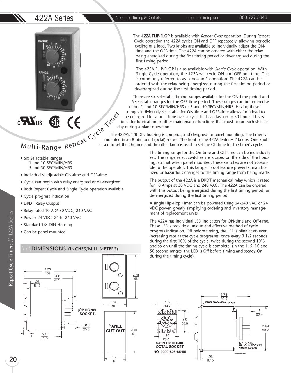 Marsh Bellofram Automatic Timing & Controls Division 422A Series Multi-Range Repeat Cycle Timer - Marsh Bellofram