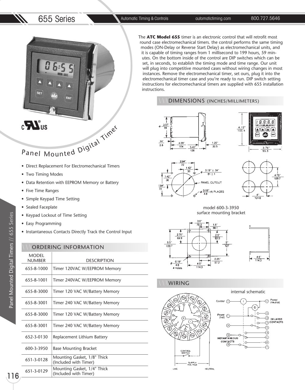 Marsh Bellofram Automatic Timing & Controls Division 655 Series Panel Mounted Digital Timer - Marsh Bellofram