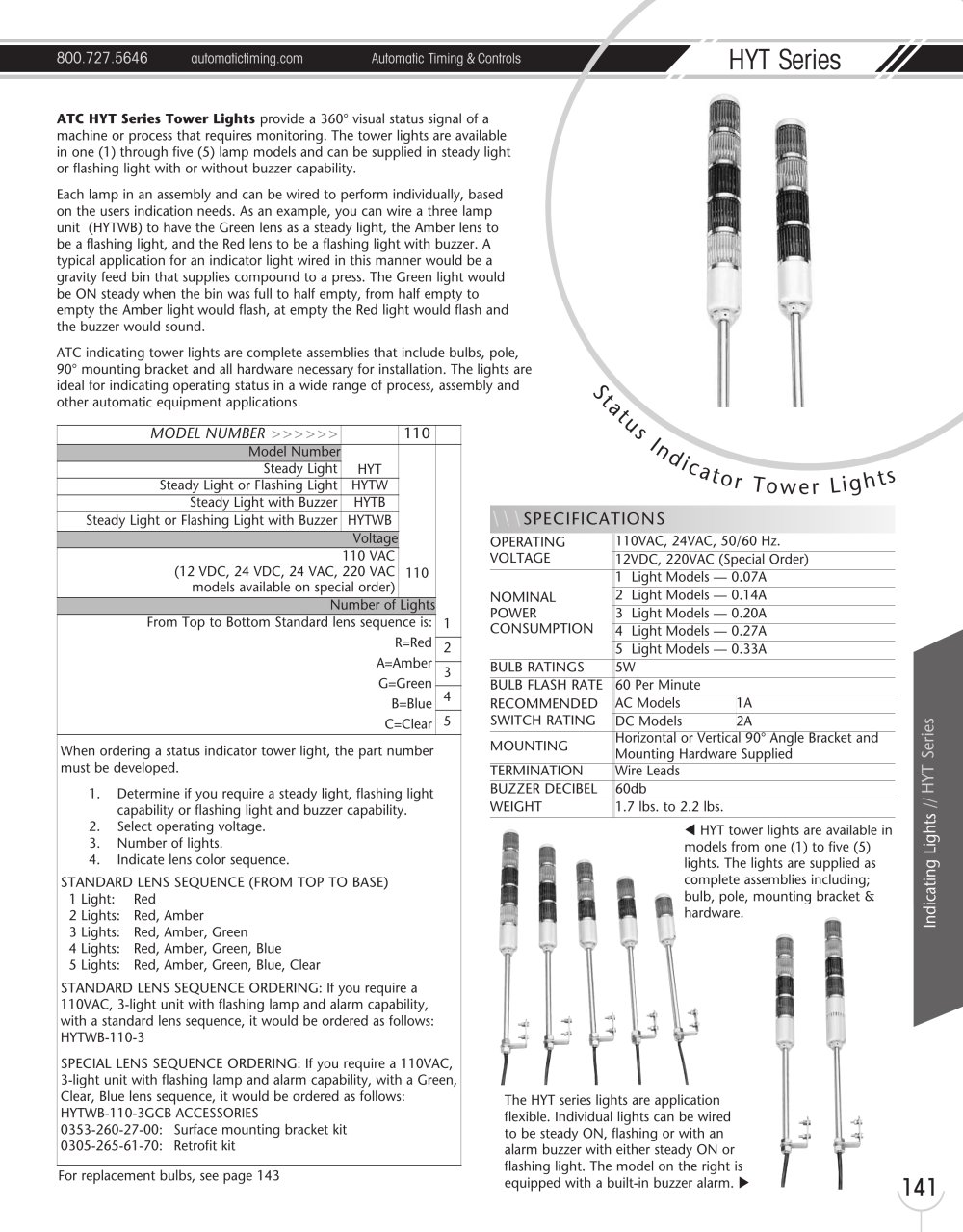 Marsh Bellofram Automatic Timing & Controls HYT Series Status Indicator Tower Lights - Marsh Bellofram