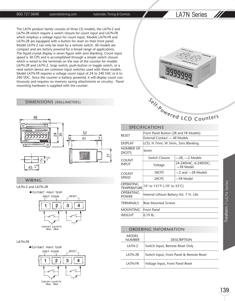 Marsh Bellofram Automatic Timing & Controls LA7N Series Self-Powered LCD Counters - Marsh Bellofram
