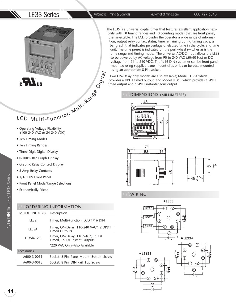 Marsh Bellofram Automatic Timing & Controls LE3S Series LCD Multi-Function Multi-Range Universal Digital Timer - Marsh Bellofram