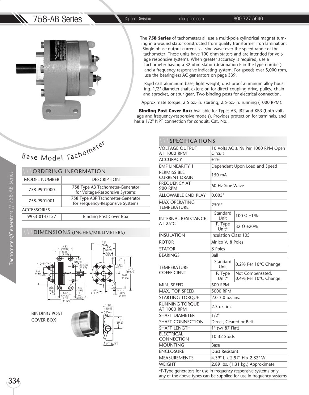 Marsh Bellofram DigiTec Division 758-AB Series Base Model Tachometer - Marsh Bellofram