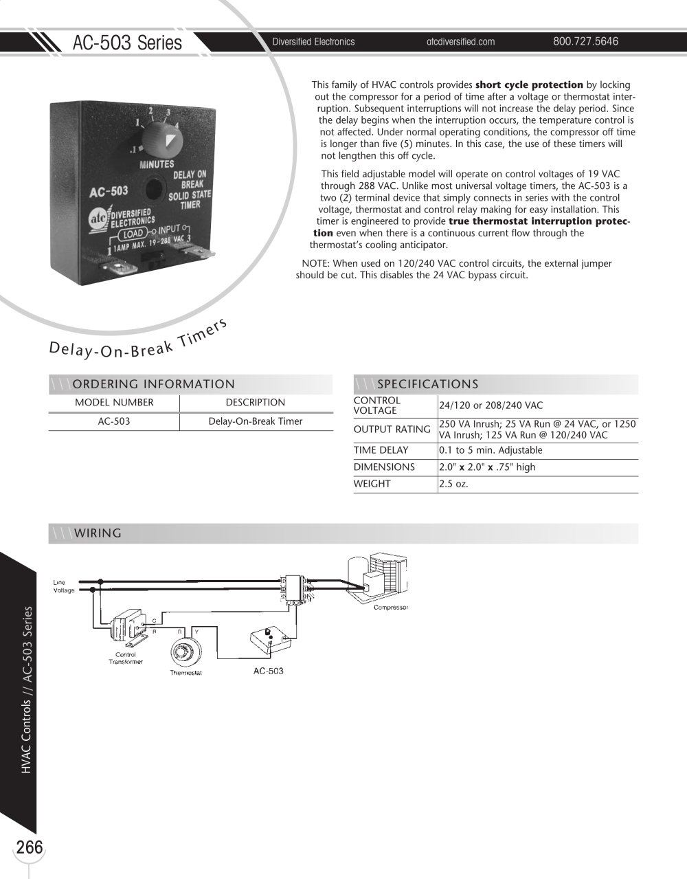 Marsh Bellofram Diversified Electronics Division AC-503 Series HVAC Delay-On-Break Timer - Marsh Bellofram