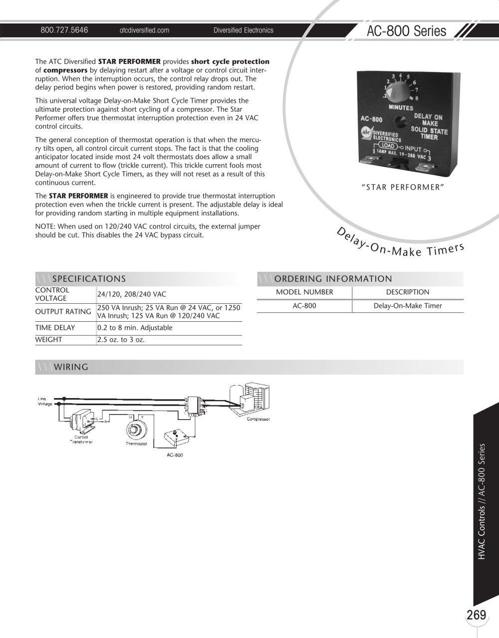 Marsh Bellofram Diversified Electronics Division AC-800 Series HVAC Delay-on-Make Timers - Marsh Bellofram