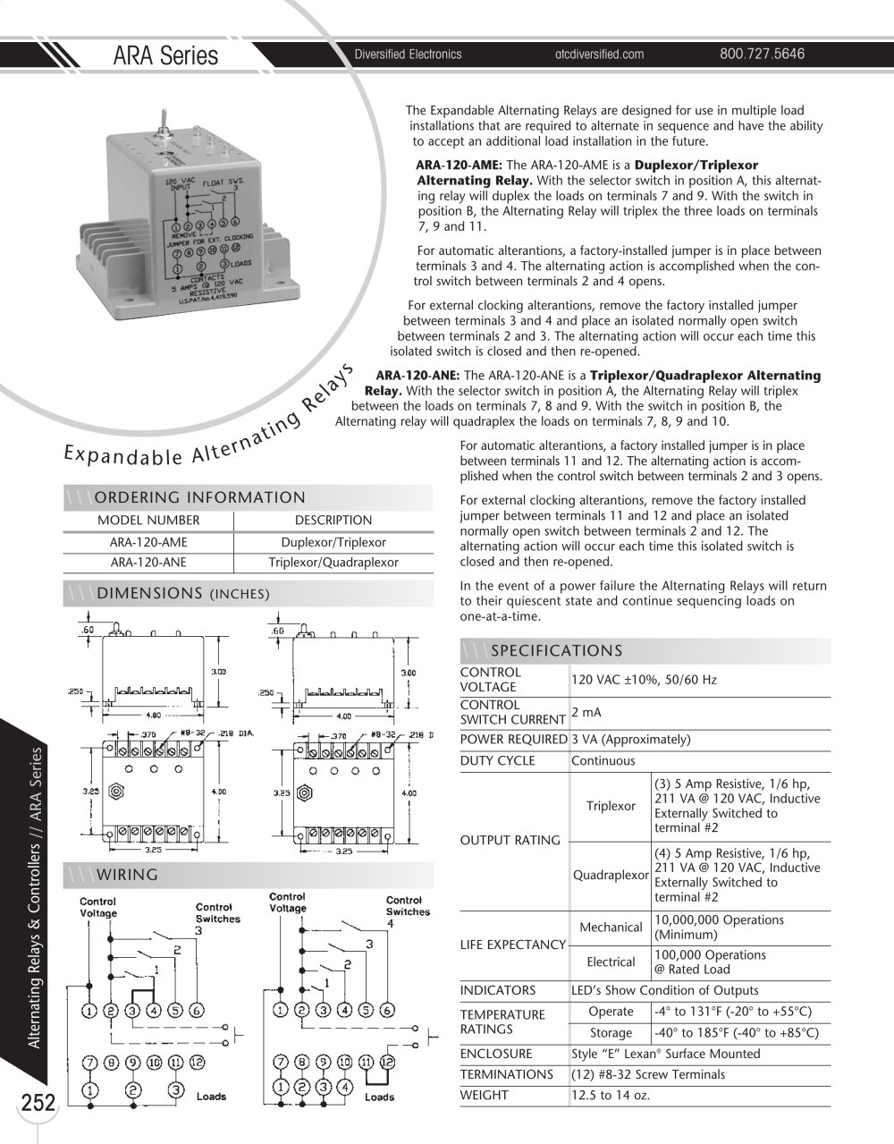 Marsh Bellofram Diversified Electronics Division ARA Series Expanding Alternating Relays - Marsh Bellofram