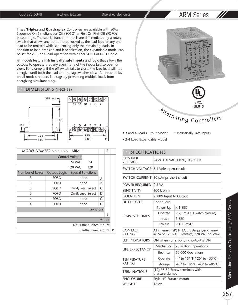 Marsh Bellofram Diversified Electronics Division ARM Series Alternating Controllers - Marsh Bellofram