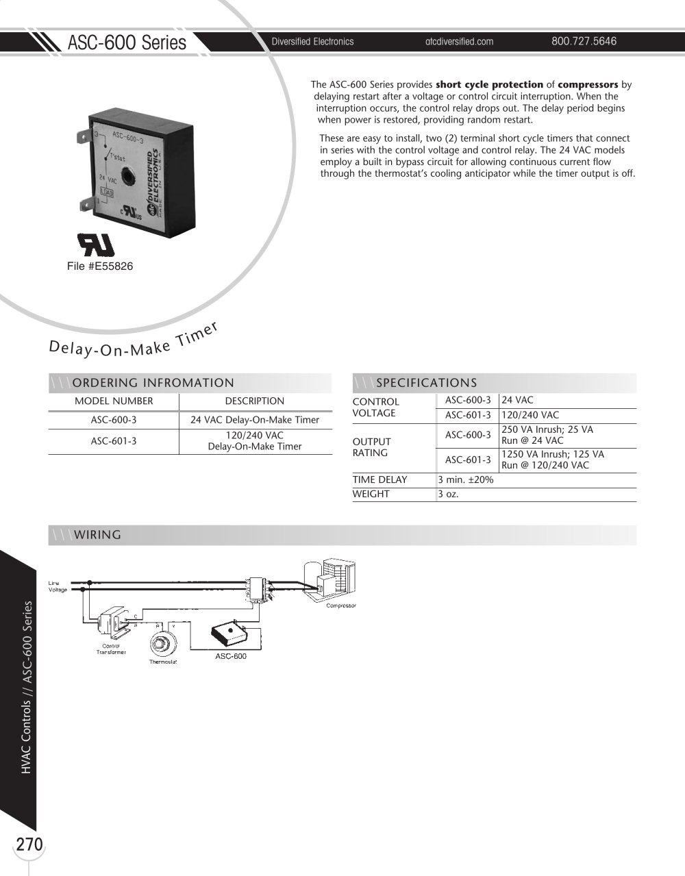 Marsh Bellofram Diversified Electronics Division ASC-600 Series HVAC Delay-on-Break Timer - Marsh Bellofram
