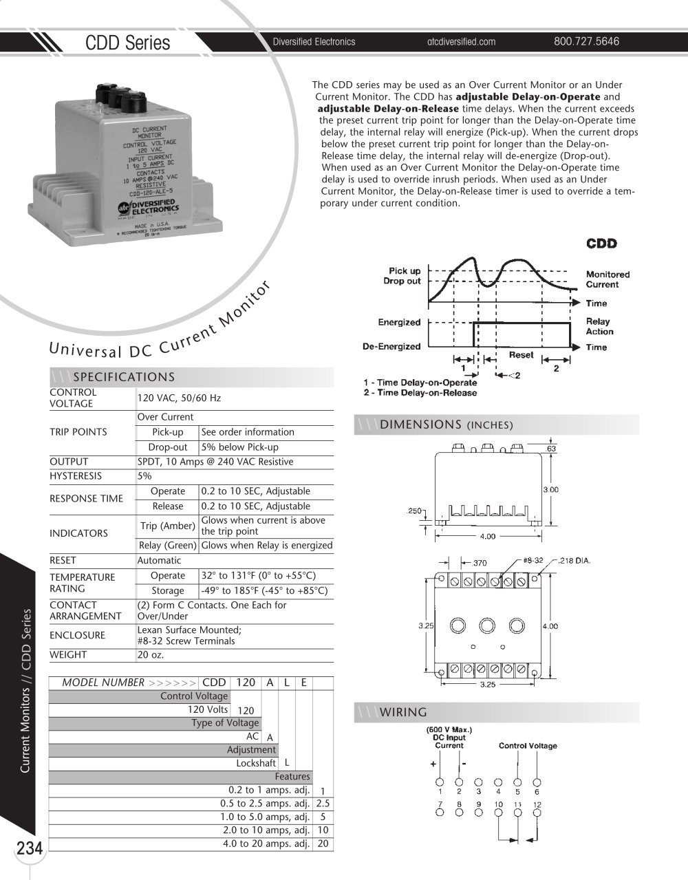 Marsh Bellofram Diversified Electronics Division CDD Series Universal CD Current Monitor - Marsh Bellofram