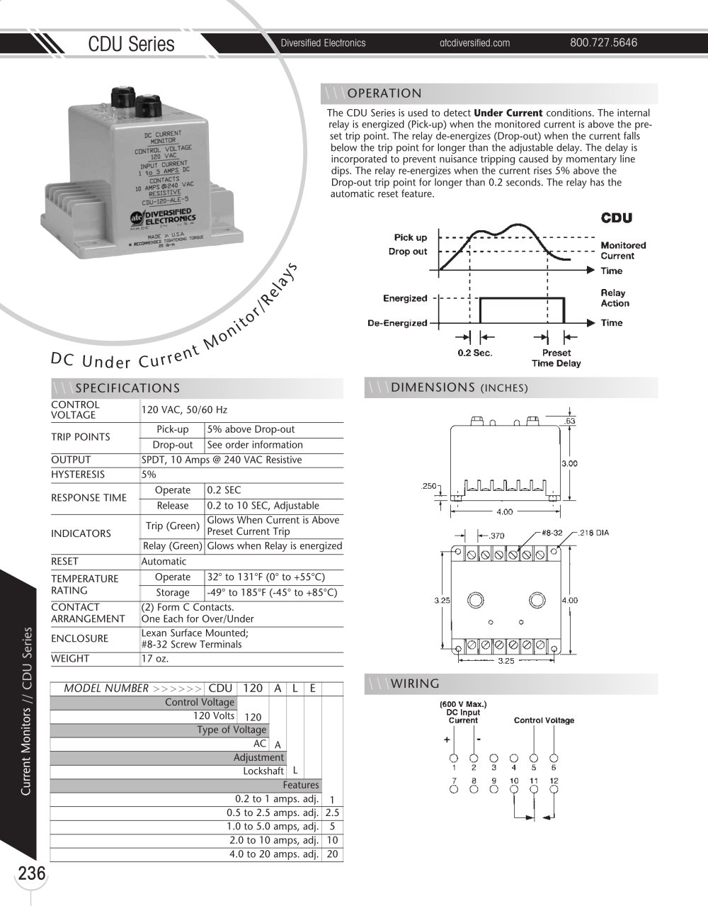 Marsh Bellofram Diversified Electronics Division CDU Series Under Current Monitor - Marsh Bellofram