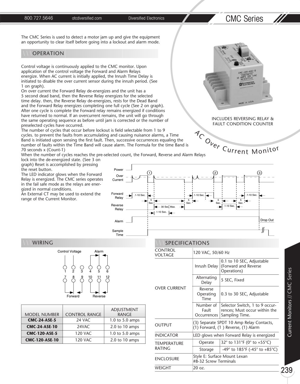 Marsh Bellofram Diversified Electronics Division CMC Series AC Over Current Monitor - Marsh Bellofram