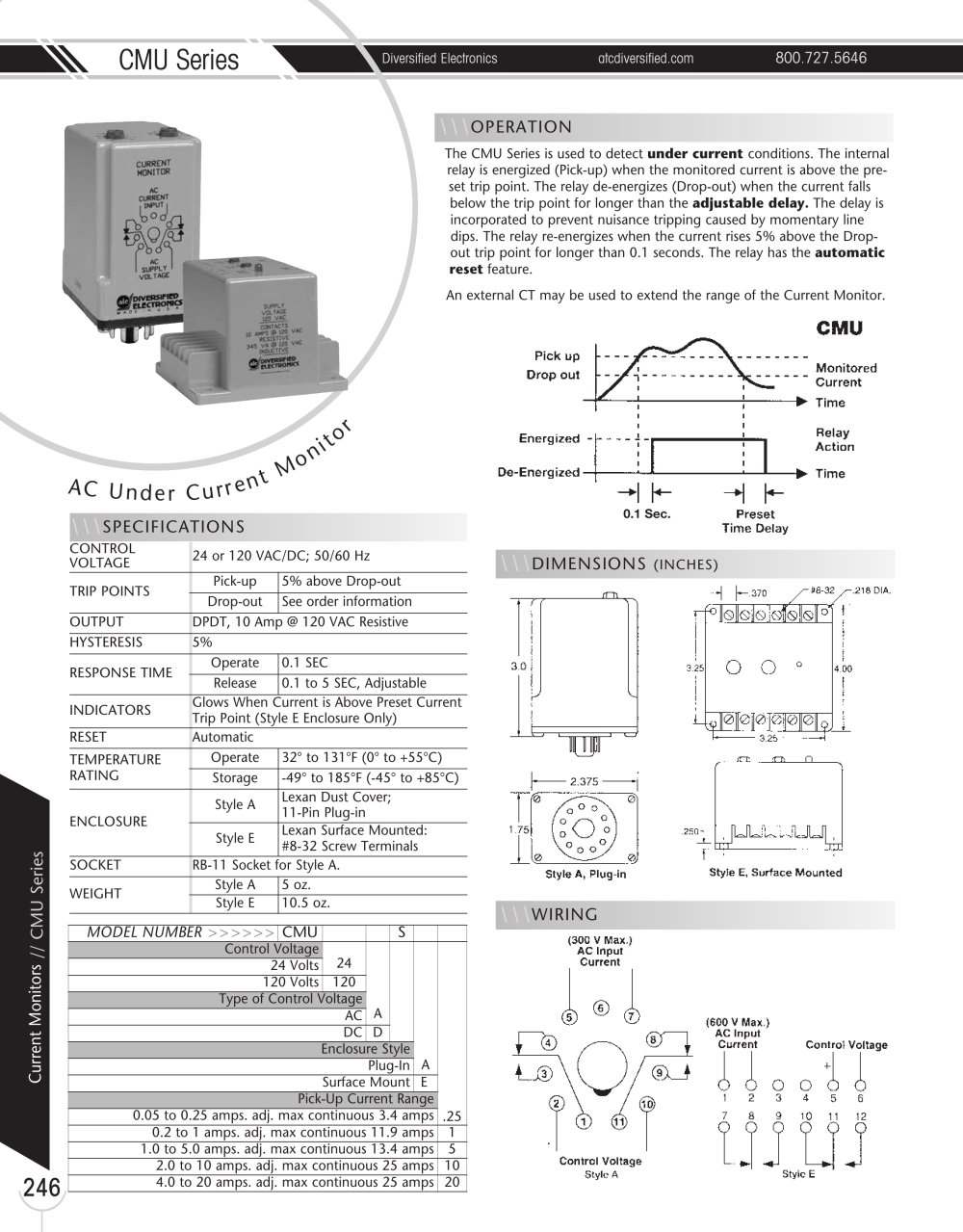 Marsh Bellofram Diversified Electronics Division CMU Series AC Under Current Monitor - Marsh Bellofram