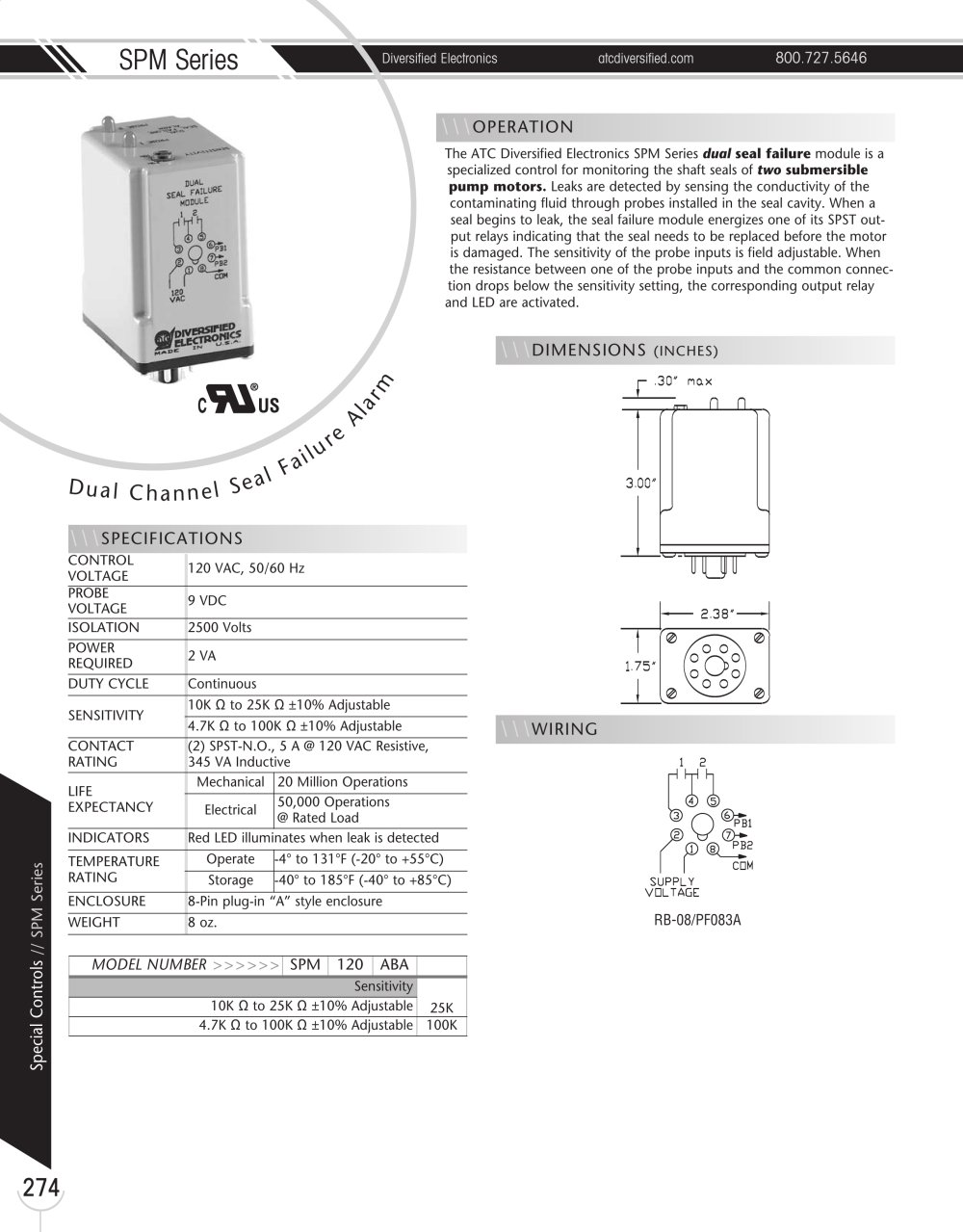 Marsh Bellofram Diversified Electronics Division SPM Series Dual Channel Seal Failure Alarm - Marsh Bellofram