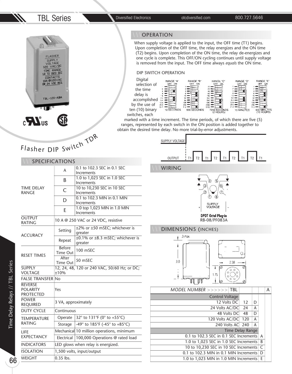 Marsh Bellofram Diversified Electronics Division TBL Series Flasher DIP Switch TDR - Marsh Bellofram